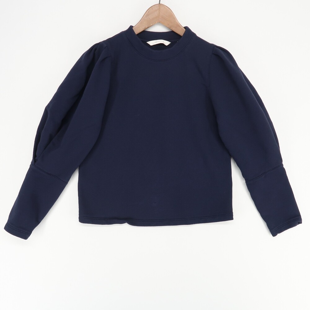 Rebecca Taylor Puff Sleeve Sweatshirt Womens S Navy Blue Pima Cotton Terry
